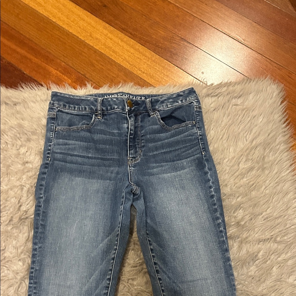American Eagle Outfitters Hi Rise Jegging Blue Women's Skinny Jeans - Picture 2 of 6
